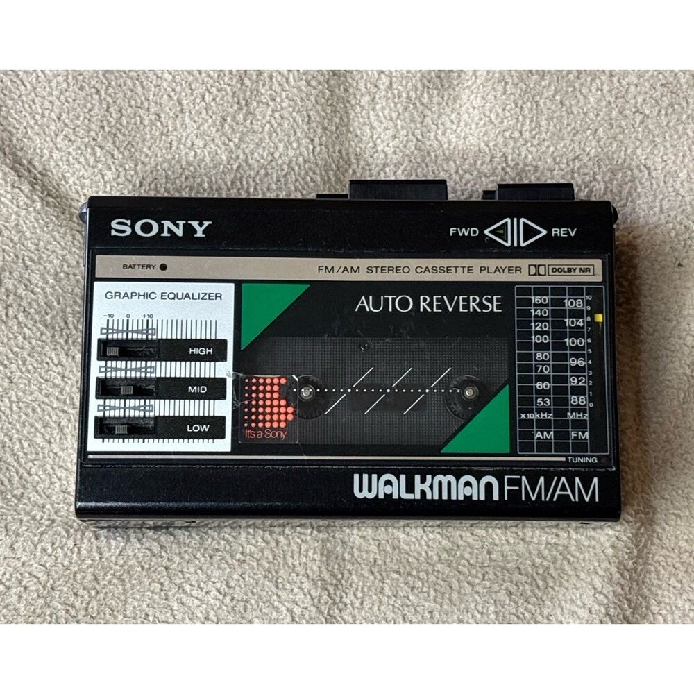 Sony Walkman WM-F18 Black Dual Band Auto-Reverse FM/AM Stereo Cassette Player